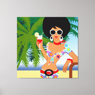 Tropical Girl Wrapped Canvas
