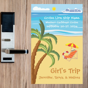 Tropical Girl's Trip Cruise Door Decoration Magnetic Dry Erase Sheet