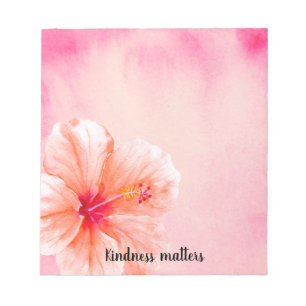 Tropical Girly Pink Peach Hibiscus Flower Notepad