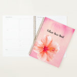 Tropical Girly Pink Peach Hibiscus Flower Planner<br><div class="desc">Tropical Girly Pink Peach Hibiscus Flower watercolor</div>