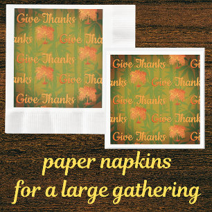 Tropical Give Thanks Thanksgiving Palm  Napkin