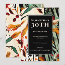 Tropical Glam 30th Birthday Modern Bold Colour