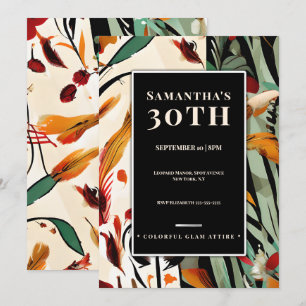 Tropical Glam 30th Birthday Modern Bold Colour Invitation