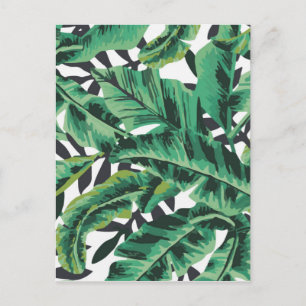 Tropical Glam Banana Leaf Pattern Postcard