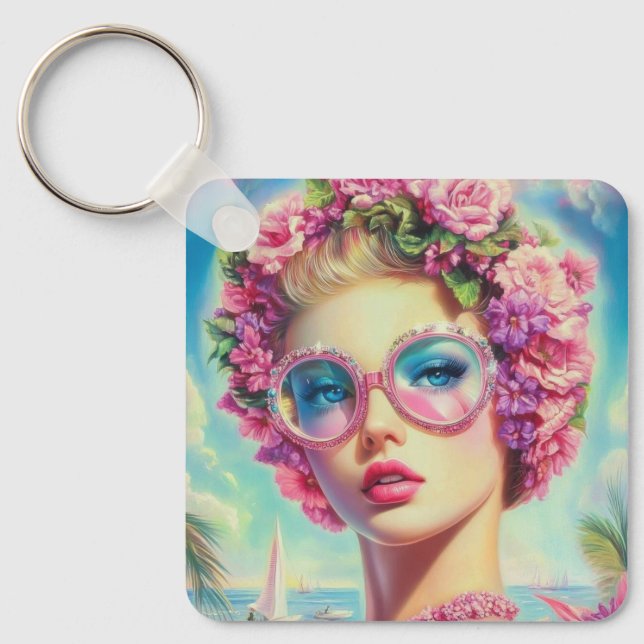 Tropical Glamour Queen Keychain (Front)