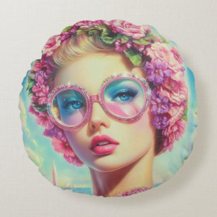 Tropical Glamour Queen Round Pillow