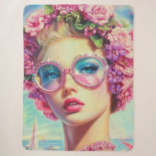 Tropical Glamour Queen Sherpa Blanket