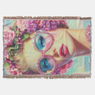 Tropical Glamour Queen Throw Blanket