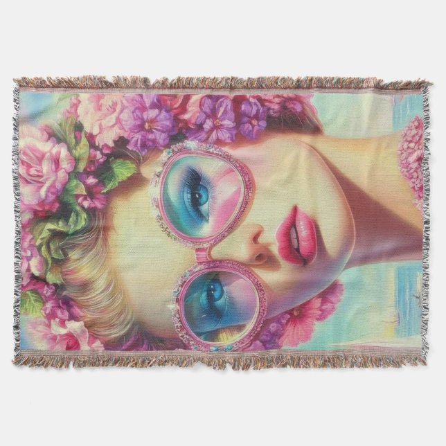 Tropical Glamour Queen Throw Blanket (Front)
