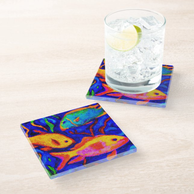 Tropical glass coasters (Angled)