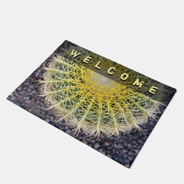Tropical Globe Cactus Needles Photo Custom Text Doormat (Angled)