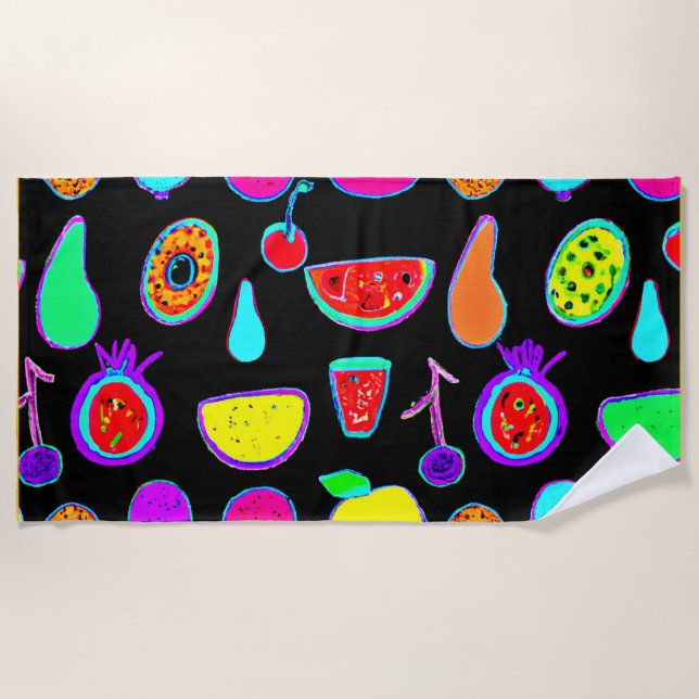 Tropical Glow Explosion Beach Towel (Front)