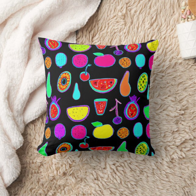 Tropical Glow Explosion Throw Pillow (Blanket)