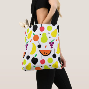 Tropical Glow Neon Fruit Pattern Tote Bag