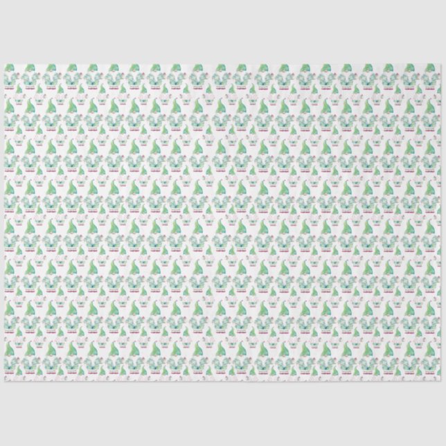Tropical Gnome Cute Pattern Watercolor Tissue Paper (Front)