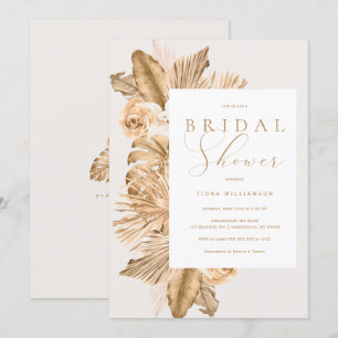 Tropical Gold Dried Pampas Bridal Shower Invitation
