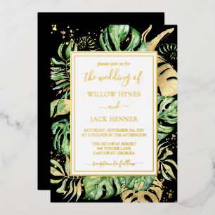 Tropical Gold Foil Elegant Foliage Wedding