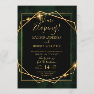 Tropical Gold frame Elopement reception invitation