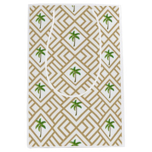 Tropical Gold Geometric Palm Tree Medium Gift Bag