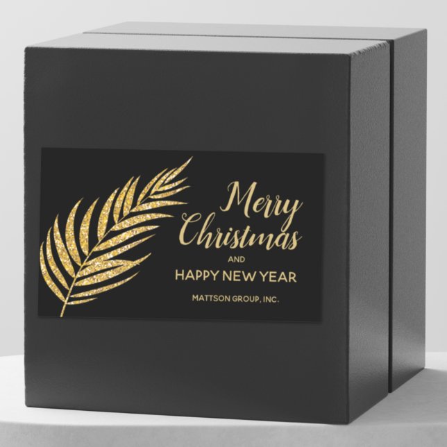 Tropical Gold Glitter Palm Christmas Thank You Sticker (Creator Uploaded)
