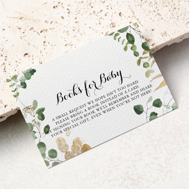 Tropical Gold Green Baby Shower Book Request  Enclosure Card (Creator Uploaded)