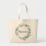 Tropical Gold Green Foliage Bridesmaid  Large Tote Bag<br><div class="desc">This tropical gold green foliage bridesmaid tote bag is the perfect wedding gift to present your bridesmaids and maid of honour for a rustic wedding. The design features beautifully hand-painted illustrated tropical summer gold and green foliage.</div>