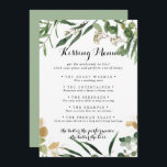 Tropical Gold Green Wedding Kissing Menu Game Card<br><div class="desc">This tropical gold green wedding kissing menu game card is perfect for a rustic wedding reception. The design features beautifully hand-painted illustrated tropical summer gold and green foliage.</div>