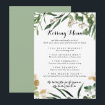 Tropical Gold Green Wedding Kissing Menu Game Card<br><div class="desc">This tropical gold green wedding kissing menu game card is perfect for a rustic wedding reception. The design features beautifully hand-painted illustrated tropical summer gold and green foliage.</div>