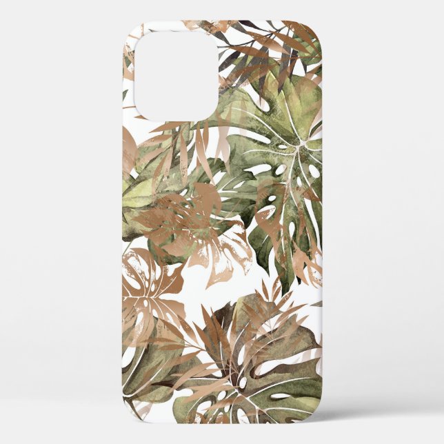 Tropical Gold Leaves Floral Seamless Case-Mate iPhone Case (Back)