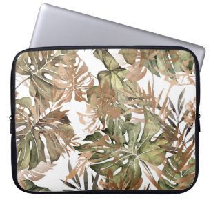 Tropical Gold Leaves Floral Seamless Laptop Sleeve