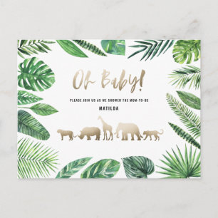 Tropical gold modern colourful mom-to-be postcard