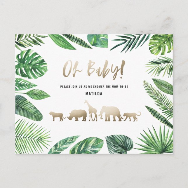 Tropical gold modern colourful mom-to-be postcard (Front)