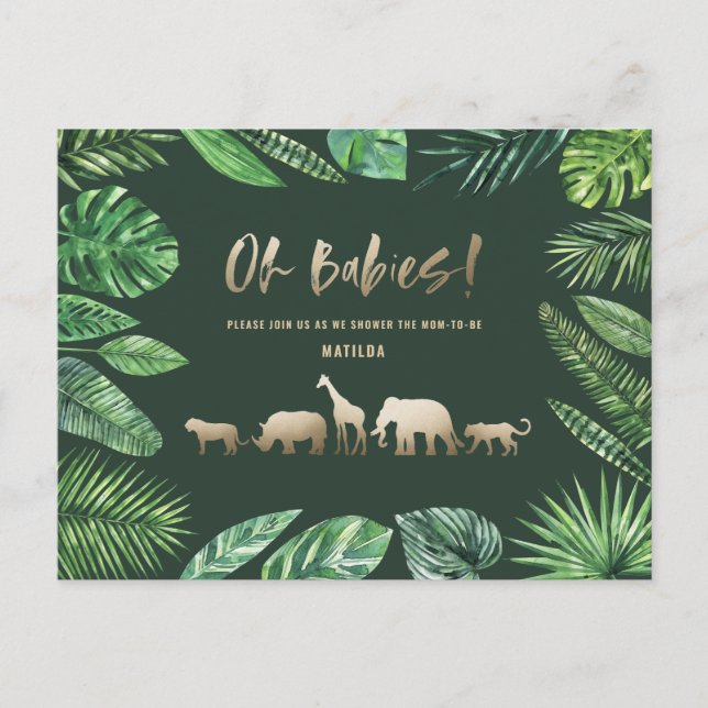 Tropical gold modern colourful mom-to-be postcard (Front)