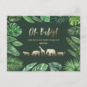 Tropical gold modern colourful mom-to-be postcard