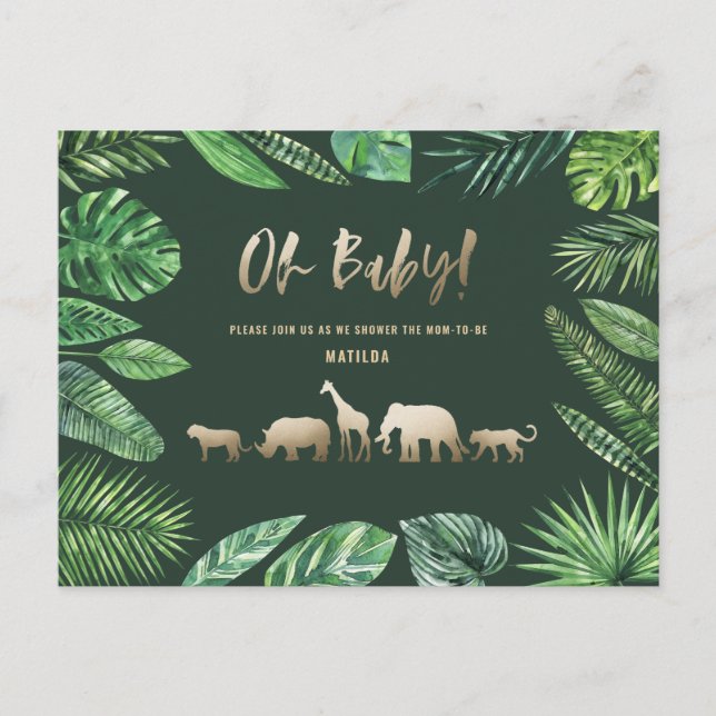 Tropical gold modern colourful mom-to-be postcard (Front)