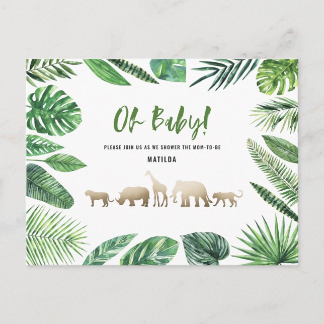 Tropical gold modern colourful mom-to-be postcard (Front)