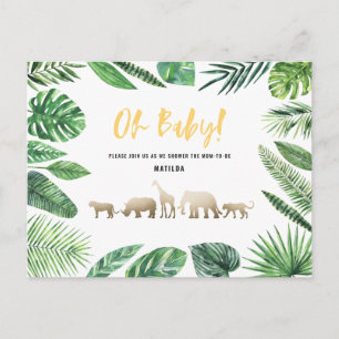 Tropical gold modern colourful mom-to-be postcard