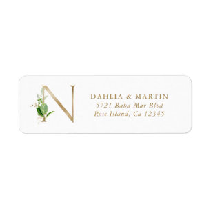 Tropical Gold Monogram Mariage Adresse de retour