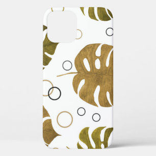 Tropical Gold: Monstera Leaf Watercolor iPhone 12 Case