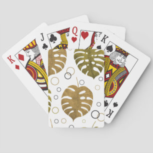 Tropical Gold: Monstera Leaf Watercolor Playing Cards
