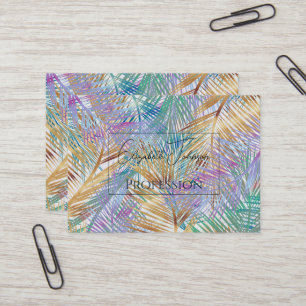 Tropical Gold Palm Leaves Colorful Design Business Card