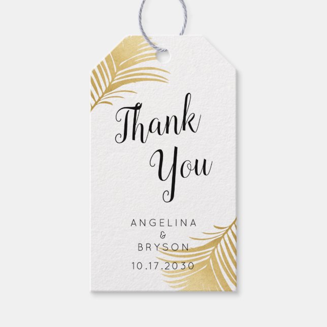 Tropical Gold Palm Leaves Favour Tags (Front)