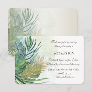Tropical Gold Palm Leaves Summer Reception Invitation