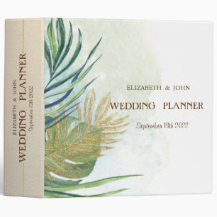Tropical Gold Palm Leaves Summer Wedding Binder
