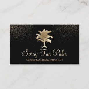 Tropical Gold Palm Tree Tan Spray Sparkling Business Card