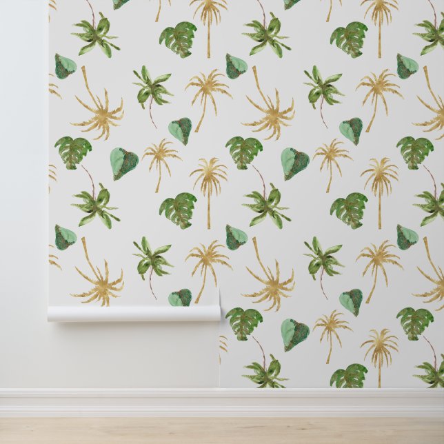 Tropical Gold Palm Trees Leaves Wallpaper (Application)