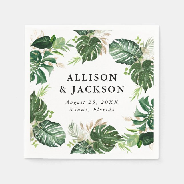 Tropical Gold | Personalized Wedding Napkin (Front)