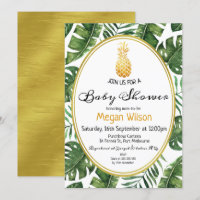 Tropical Gold Pineapple Baby Shower Invitation