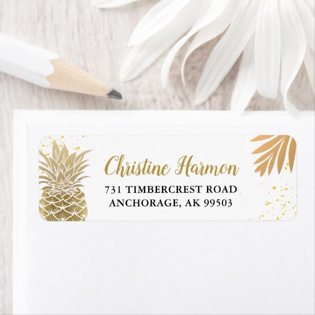Tropical Gold Pineapple Beach Return Address (Insitu)