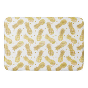 Tropical Gold Pineapples and Confetti Dots Bath Mat